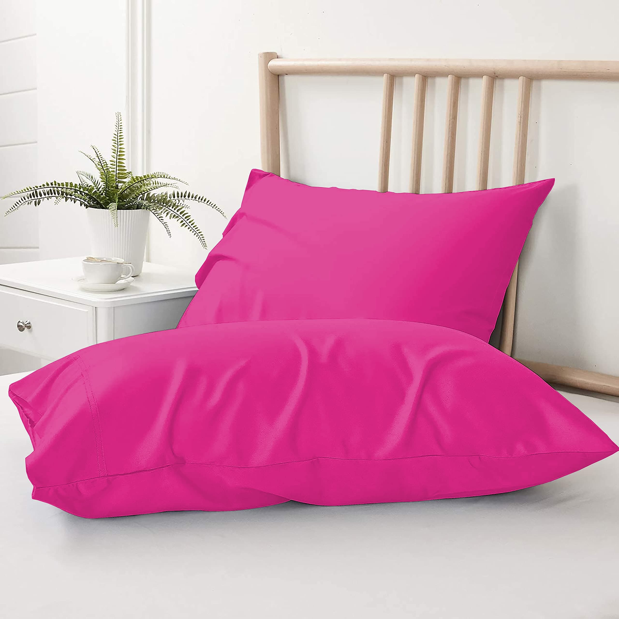 Estar Bedding 600 TC Super Soft 100% Egyptian Cotton Pillow Covers 18 x 30 Inches - Egyptian Cotton Set of 2 Pillow Cover Set Envelope Closure Pillowcase - Hot Pink
