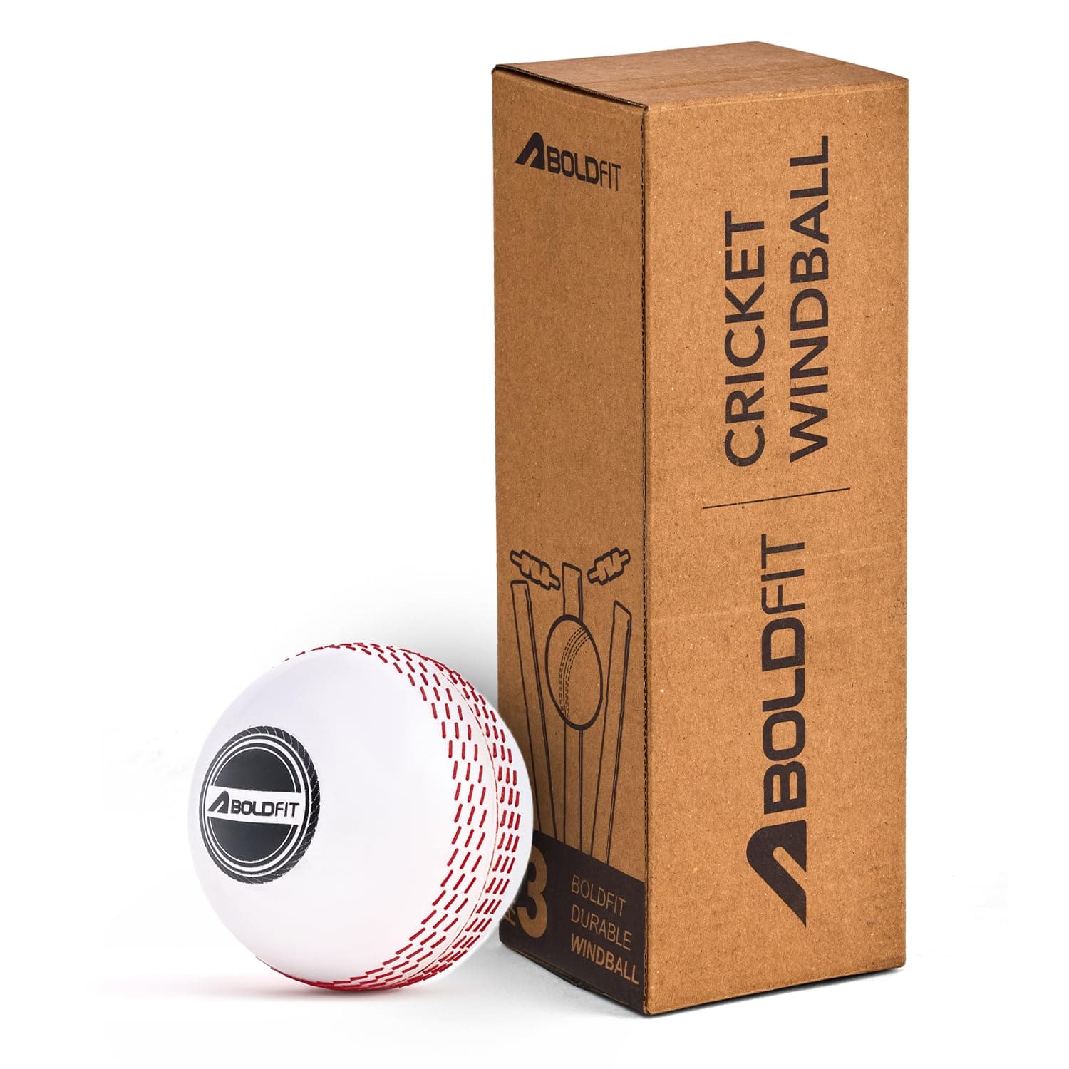 Boldfit WindBall Synthetic Cricket Practice Ball for Indoor & Outdoor Training - Soft PVC Material, Ideal for Kids and Adults, 125 GM- White (Pack of 1)