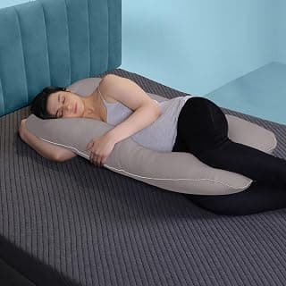The Sleep Company Pregnancy Pillow | U Shape Maternity Pillow for Sleeping | 100% Cotton | Removable Cover | Back Pain Relief & Belly Support | Gifts for Women | Multi Purpose | Grey