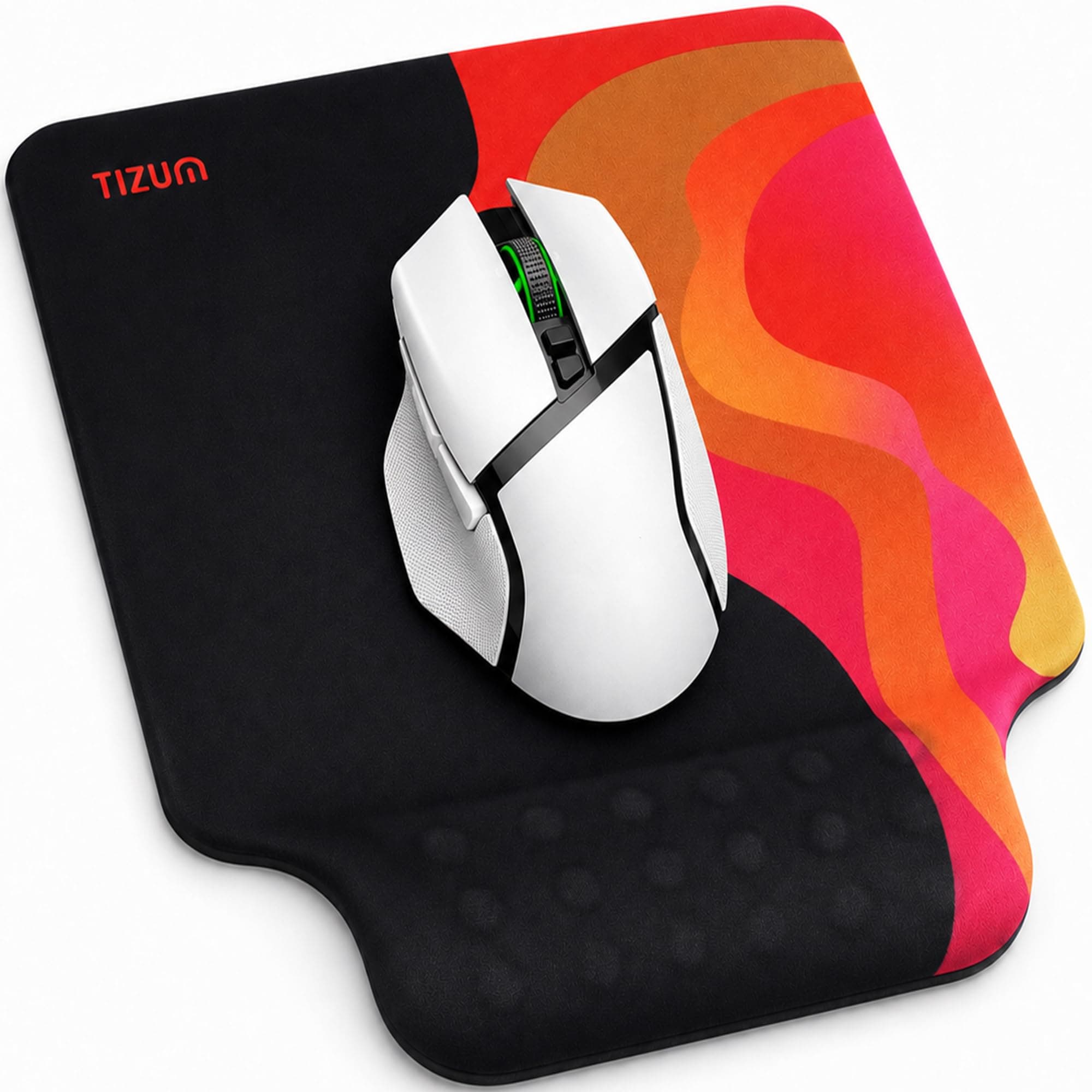 tizum Gel Mouse Pad with Memory Foam Wrist Support & Anti-Slip Rubber Base | Ergonomic Wrist Rest Pad, Ultra-Smooth Lycra Surface for Wired & Wireless Mice, Laptop & Desktop Compatible (Black)