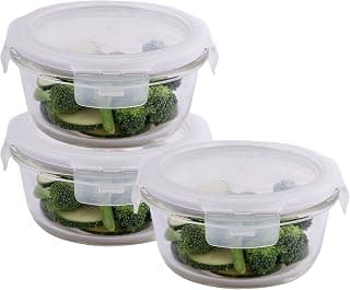 LocknLock Euro Glass Round Bake and Store Container, 380ml, Transparent, Set of 3 (LLG821*3)