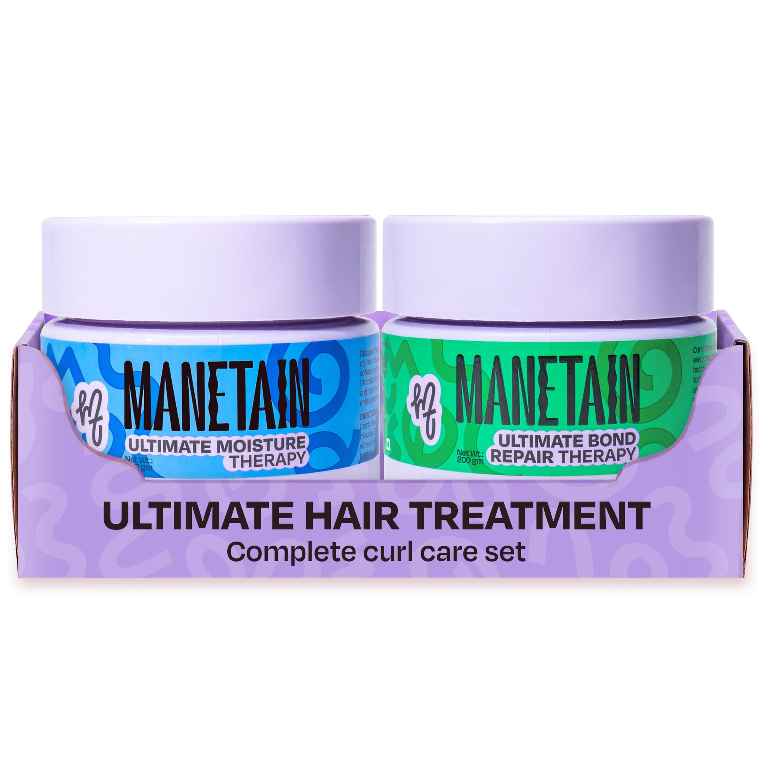MANETAIN Ultimate Bond Repair & Moisture Therapy Duo – 2 x 200gm | Bond-Building & Hydrating Deep Conditioning Treatment | FiberHance, Plant-Based Keratin, Algae Oil & Hyaluronic Acid | Frizz Control, Curl Definition & Damage Repair | Sulphate & Paraben-Free