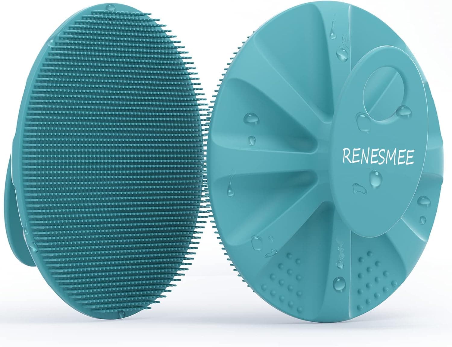 RENESMEE Silicone Body Scrubber Exfoliating Body Brush for Men Women Lathers Well Easy to Clean More Hygienic Shower Scrubber for Body Face Scrubber for Sensitive Skin Body Buffer (Cyan)