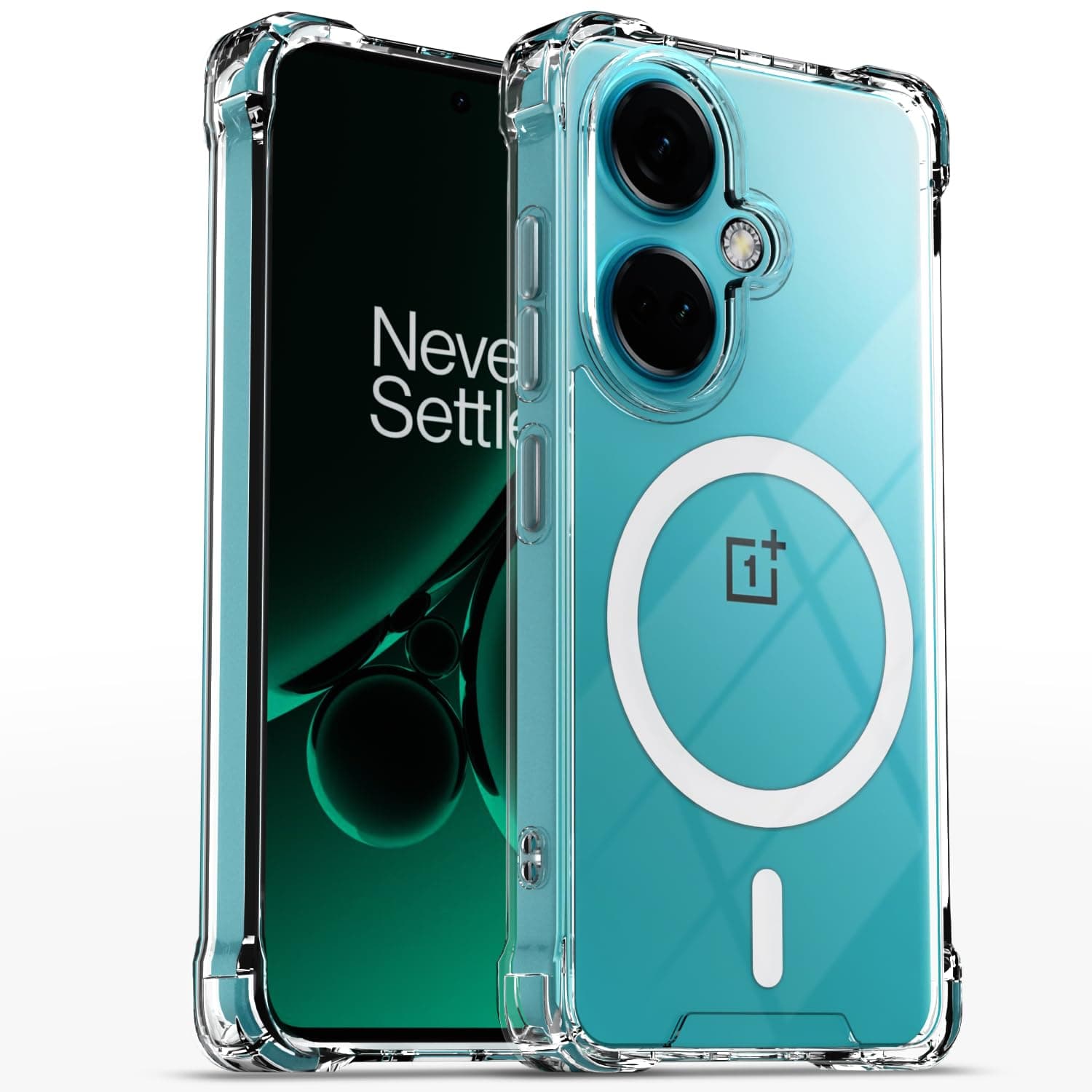 Amazon Basics Back Cover for OnePlus Nord Ce 3 5G Mag-Safe Shockproof PC + TPU Protective Case Magnetic Support Bumper Case (Transparent Mag-Safe)