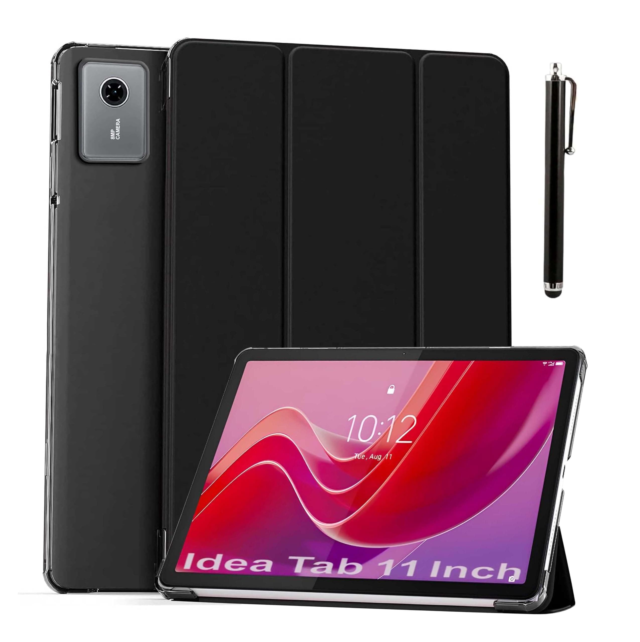 ProElite Case Cover for Lenovo idea Tab 11 inch Cover, Smart Flip Case Lenovo idea Tab 11 inch 2025 Tablet Translucent Back with Stylus Pen, Black