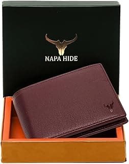 NAPA HIDE Maroon Leather Wallet for Men I Handcrafted I 4 Credit/Debit Card Slots I 2 Currency Compartments I 1 Transparent ID Window