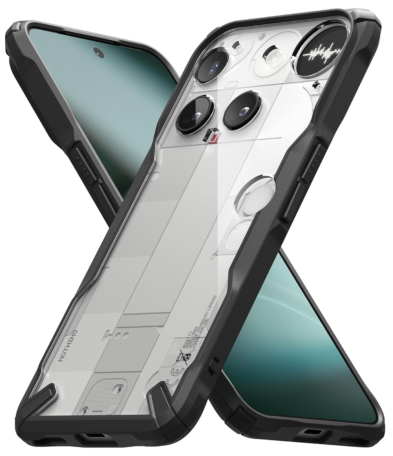 Ringke Fusion-X Compatible with Nothing Phone (3) Case Back Cover Transparent Hard Back Soft Flexible TPU Bumper Scratch Resistant Shockproof Protection - Black