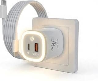 30W Fast Charger | USB C PD Wall Adapter + QC 3.0 USB A | Adjustable Night Light with Dual Port Charging | Compatible with iPhone 17,16/15/14/13,Samsung Galaxy S26/S25/S24/S23,OnePlus, MI & Android