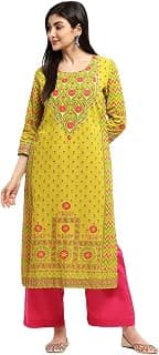 BIBA Women Cotton Regular Straight Printed Kurta