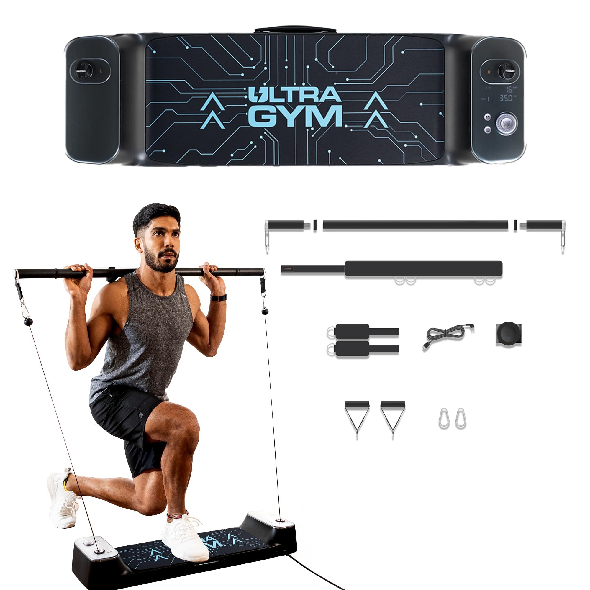 Portl Ultra Gym | All-in-One Smart Home Gym | Upto 70 kgs of Digital Weights | 150 + Exercises | Full Body Workout | Compact Multipurpose Fitness Equipment | Strength Training System