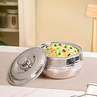 Nestasia Stainless Steel Insulated Casserole with Lid (1500 ml) - 100% Food Safe Hammered Roti Server with Self Locking Lid - Retains Heat & Freshness | Rust Resistant & BPA - Free Chapati Casserole