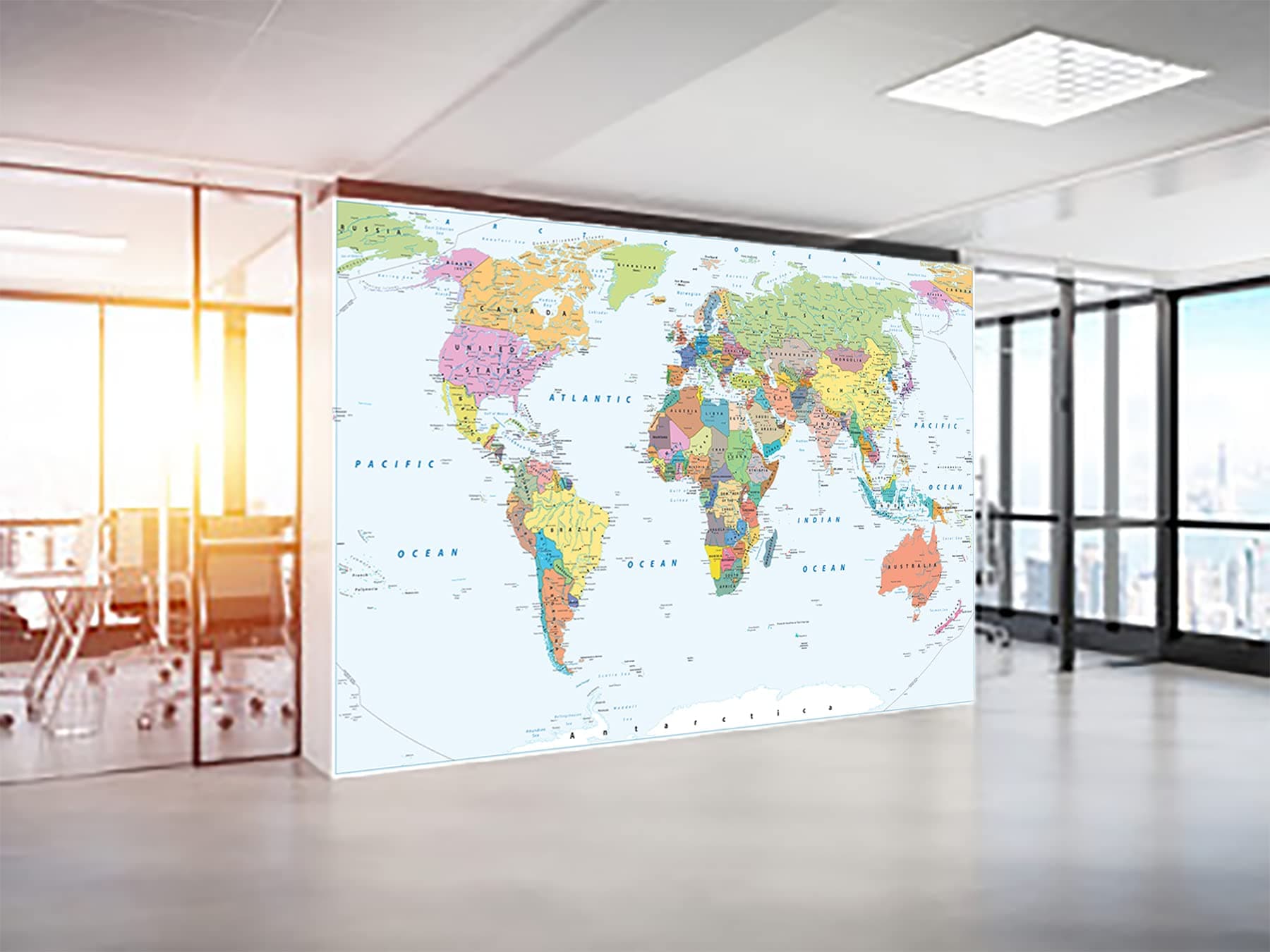 INFINITY INTERIORS | Waterproof Wall Stickers | PVC Self Adhesive Vinyl World Map Wall Poster for Living Room, Hall, Play Room, Bedroom, Kitchen, Office (24x36 Inch)