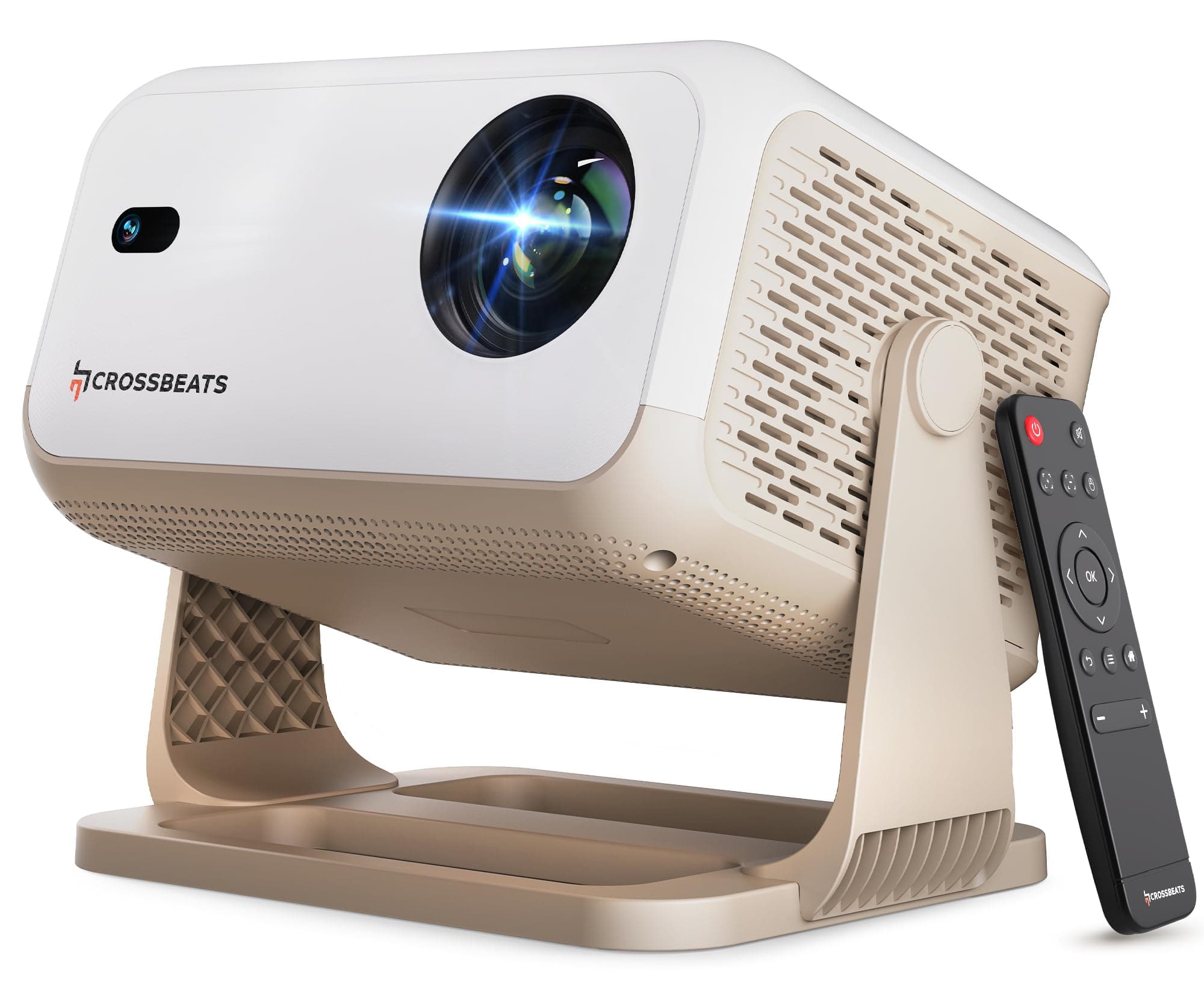 Crossbeats Lumex Cine Smart Home Projector 4k Ultra HD, Native 1080p, Mini Projector for Room,16000 Lumens Android OS, Built-in - Netflix, Prime, YouTube, Portable, Speaker, WiFi, 300" Display Cinema
