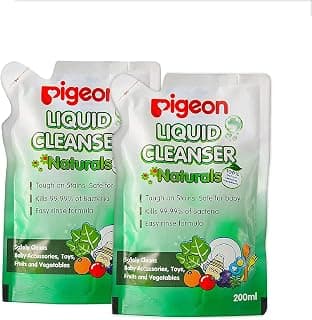 Pigeon Liquid Cleanser for Baby Toys & Vegetables | Gentle Natural Formula | Food-Grade Standard | Fragrance-Neutral | 200 ml Each | Pack of 2 (Refill Pack)