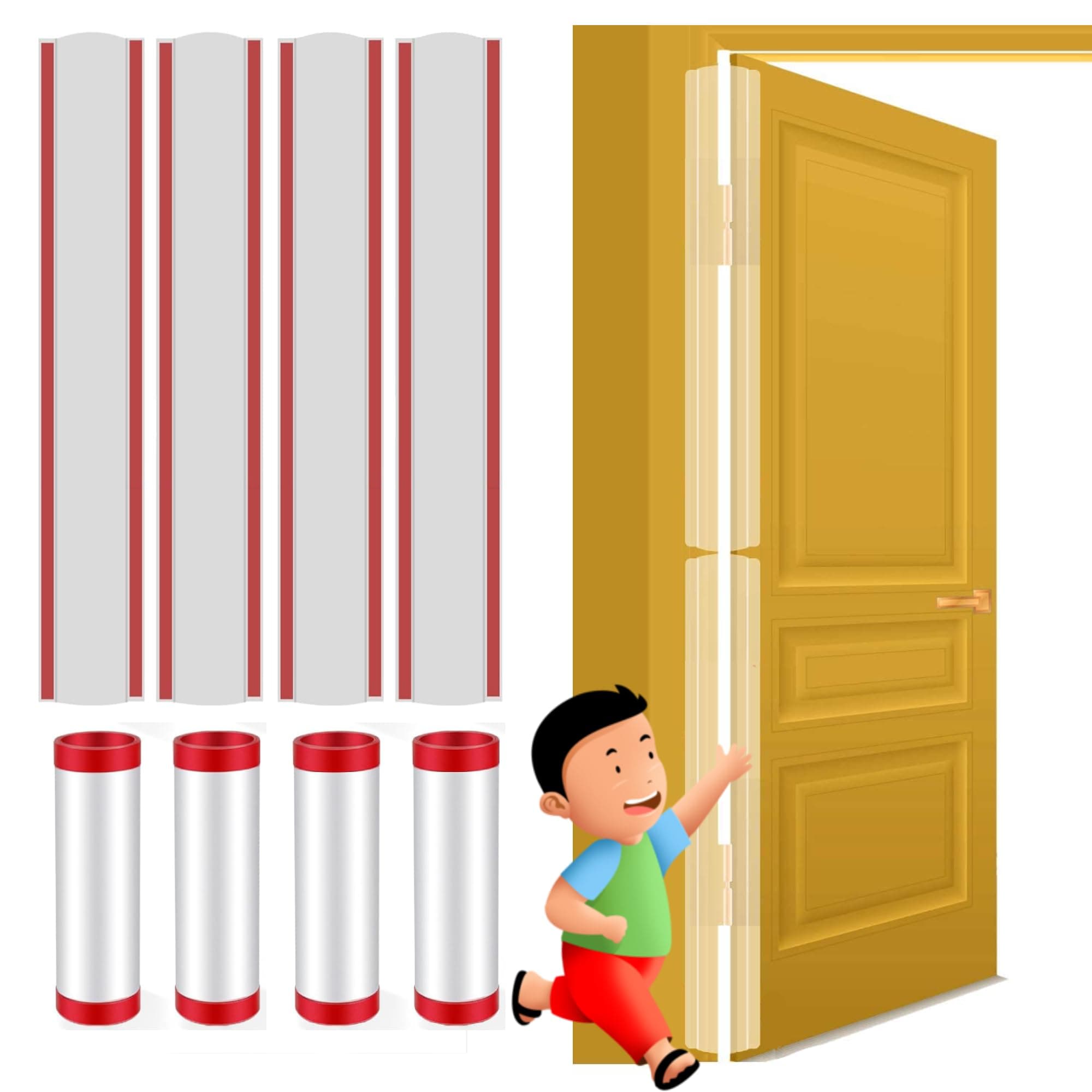 HomeWareKart Child Safety Door Guard - (Pack of 6), Kids Finger Pinch Protector, Anti-Slam Door Protection, (90x18) CM | (3ft X 6Pcs), Door Hinge Guard for Kids, Children, Babies (Translucent)