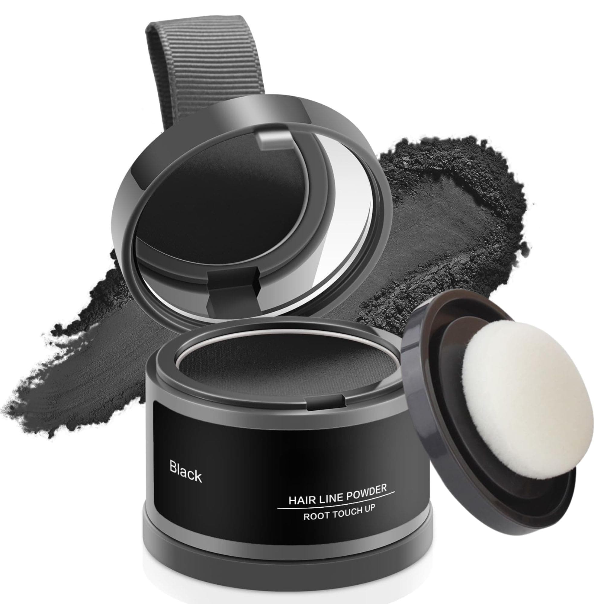 KATHTHAI Cover Up Hair Powder Black - Instant Root Touch Up for Grey Hair, Hair Coverage Stick for Women & Men - Beard Patch Filler, Hair Touch Up Powder for Black Hair