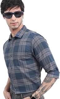 Highlander Men's Slim Fit Check Shirt for Men | Checks Shirt | Long Sleeves | Regular Collar | Men Shirts | Shirts for Men