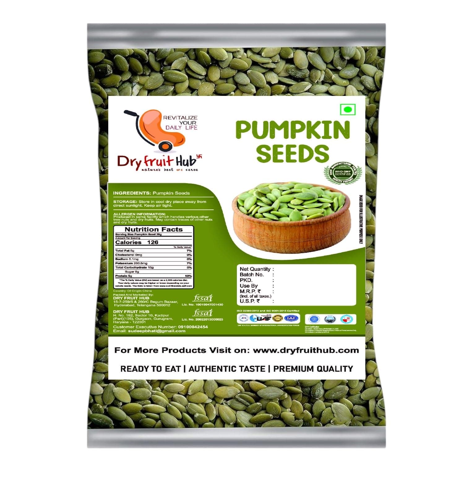 Dry Fruit Hub Raw Pumpkin Seeds 1kg | Shell-Free Kaddu Ke Beej | Unsalted Pepitas | Rich in Protein, Zinc & Magnesium | Healthy Snack | Diet Food | Keto Friendly