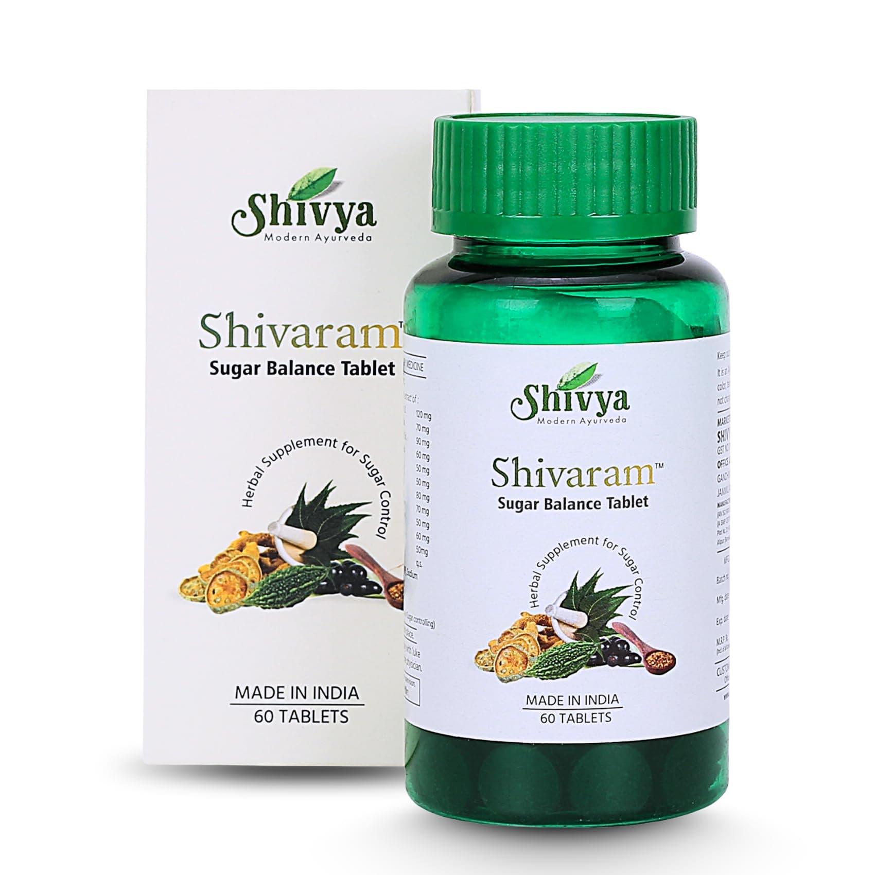 A SHIVYA Product - Modern Ayurveda | Shivram Sugar Balance | Herbal Supplement For Sugar Control, 60 Tablets