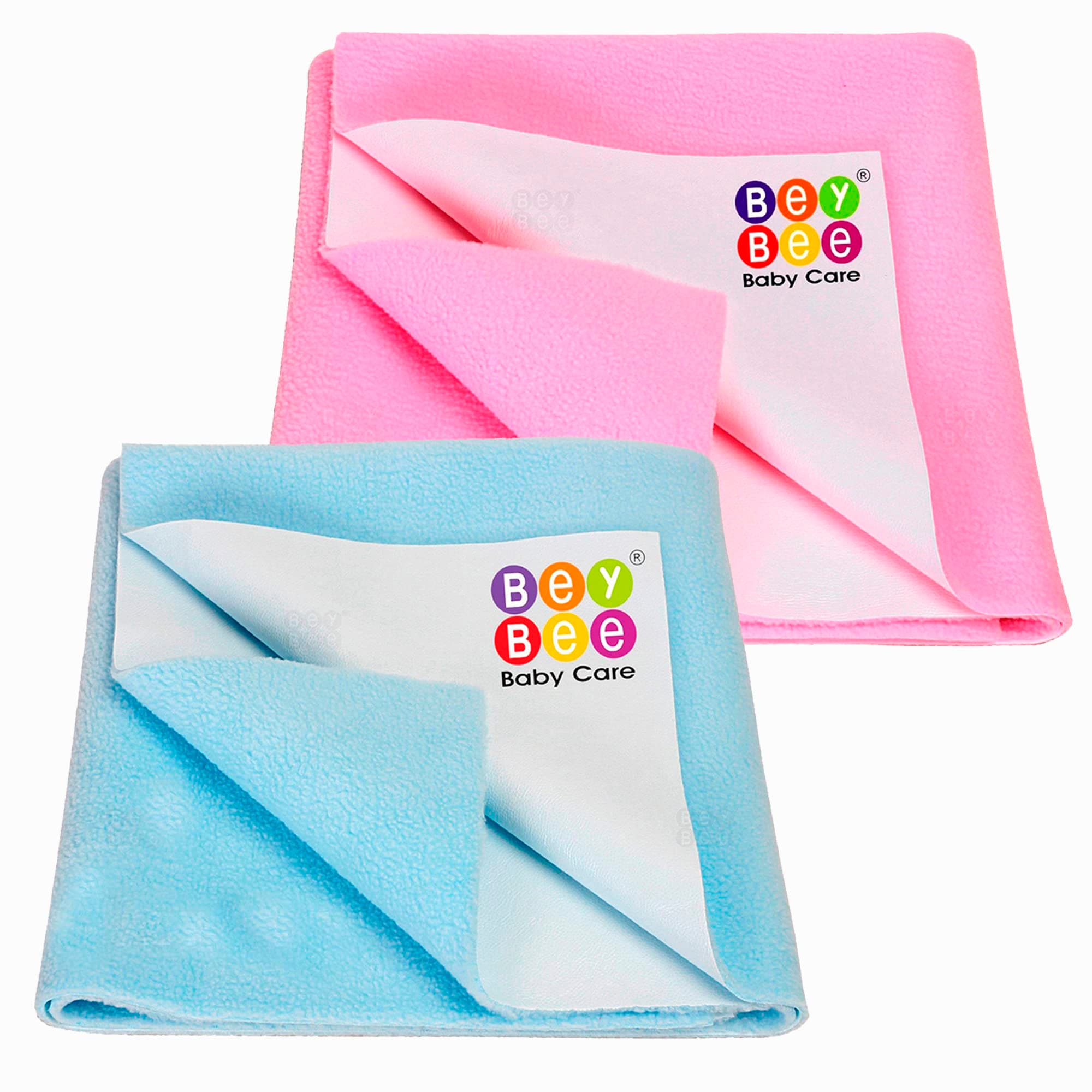 BeyBee® Anti-Piling Fleece Extra Absorbent Quick Dry Sheet for Baby, Baby Bed Protector, Waterproof Baby Sheet(Small Combo, Pink + Blue)