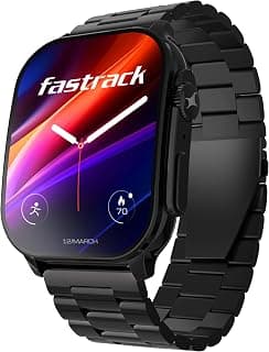 Fastrack Astor FS2 Pro 1.96" Super AMOLED Smart Watch, Metal Body with 1000 Nits Brightness, SpO2, BP & Sleep Monitor, BT Calling, 100+ Sports Modes – Smartwatch for Men & Women (Black)