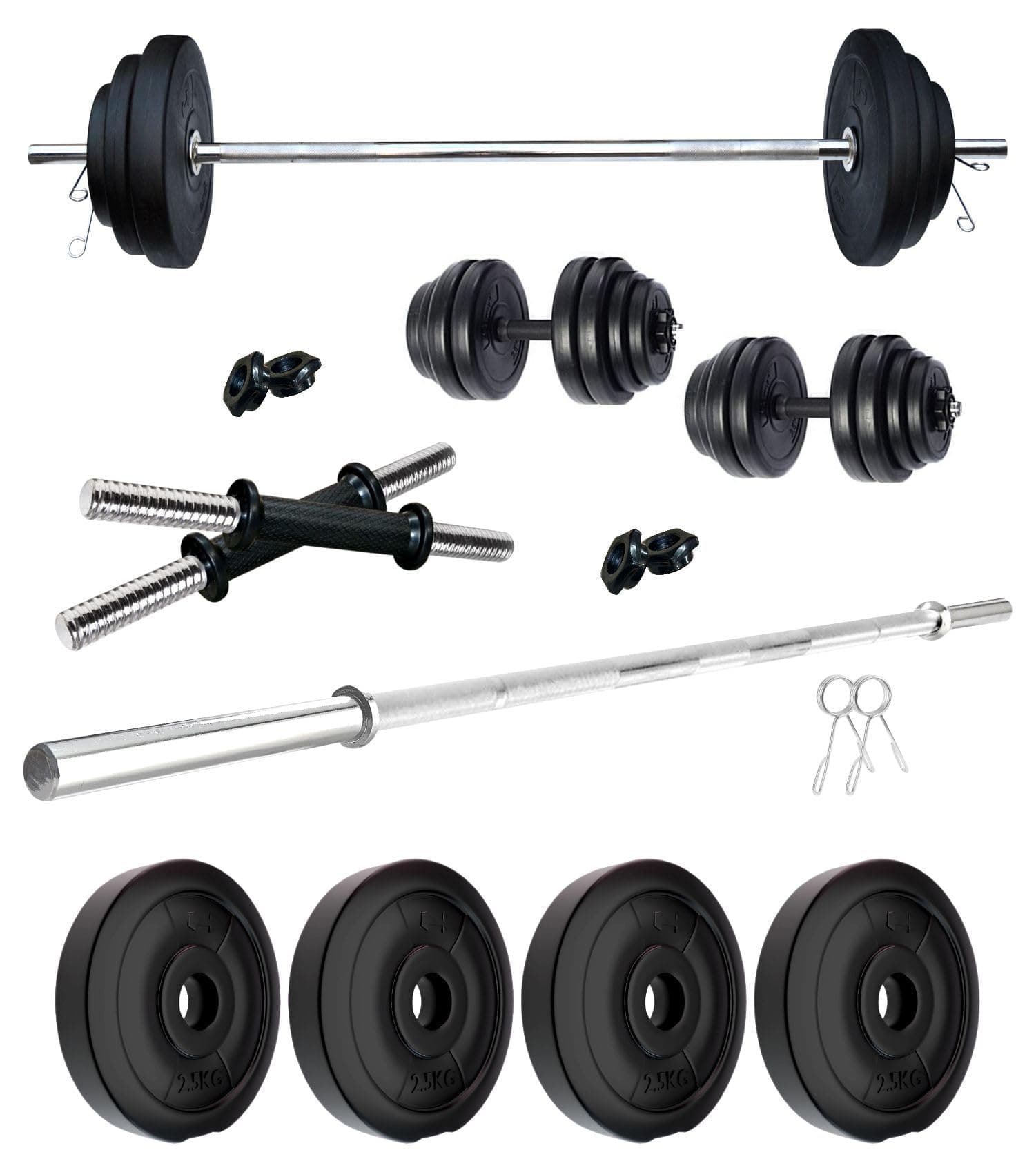Kore PVC 10 Kg Home Gym Set with One 3 Ft Straight Rod and One Pair Dumbbell Rods, Multicolour