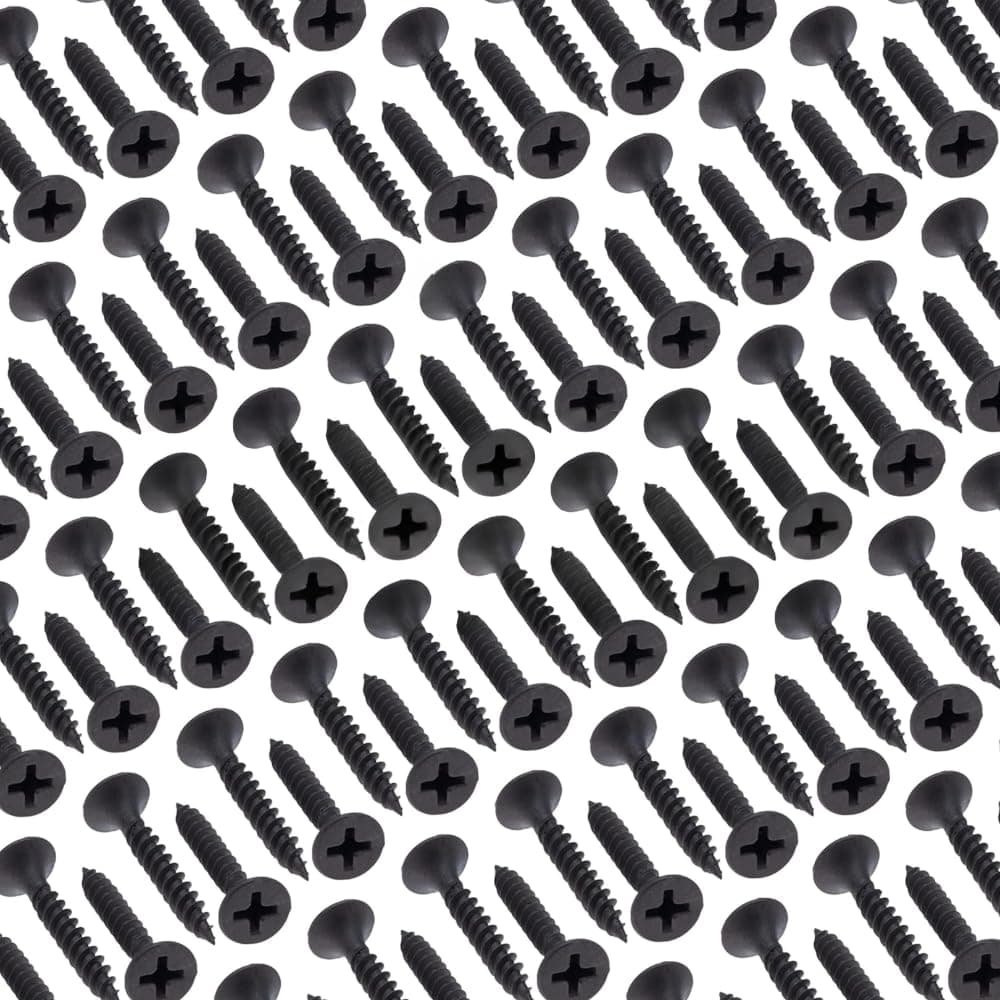 Hi-Plasst Pack of 100, 25mm (1") Black Self Drilling Bugle Head Drywall Screws for Gypsum Board - Phosphate Coated for Metal and Wood Studs, Ceiling & Partition Walls (Size #8, 4.2mm thickness)