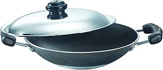 Prestige Omega Select Plus Non-Stick Deep Appachetty with Lid | Black | 20 cm | Residue Free | Scratch Resistant | Comfortable Grip | Spoon Friendly