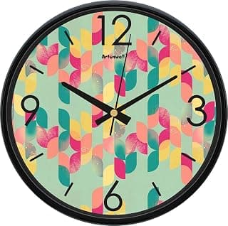 artonwall Plastic Silent Ticking Quartz Analog Wall Clock | Silent Sweep Movement | Multi Leaf Theme Decorative Clock for Home, Bedroom, Living Room, Kitchen 12 Inch