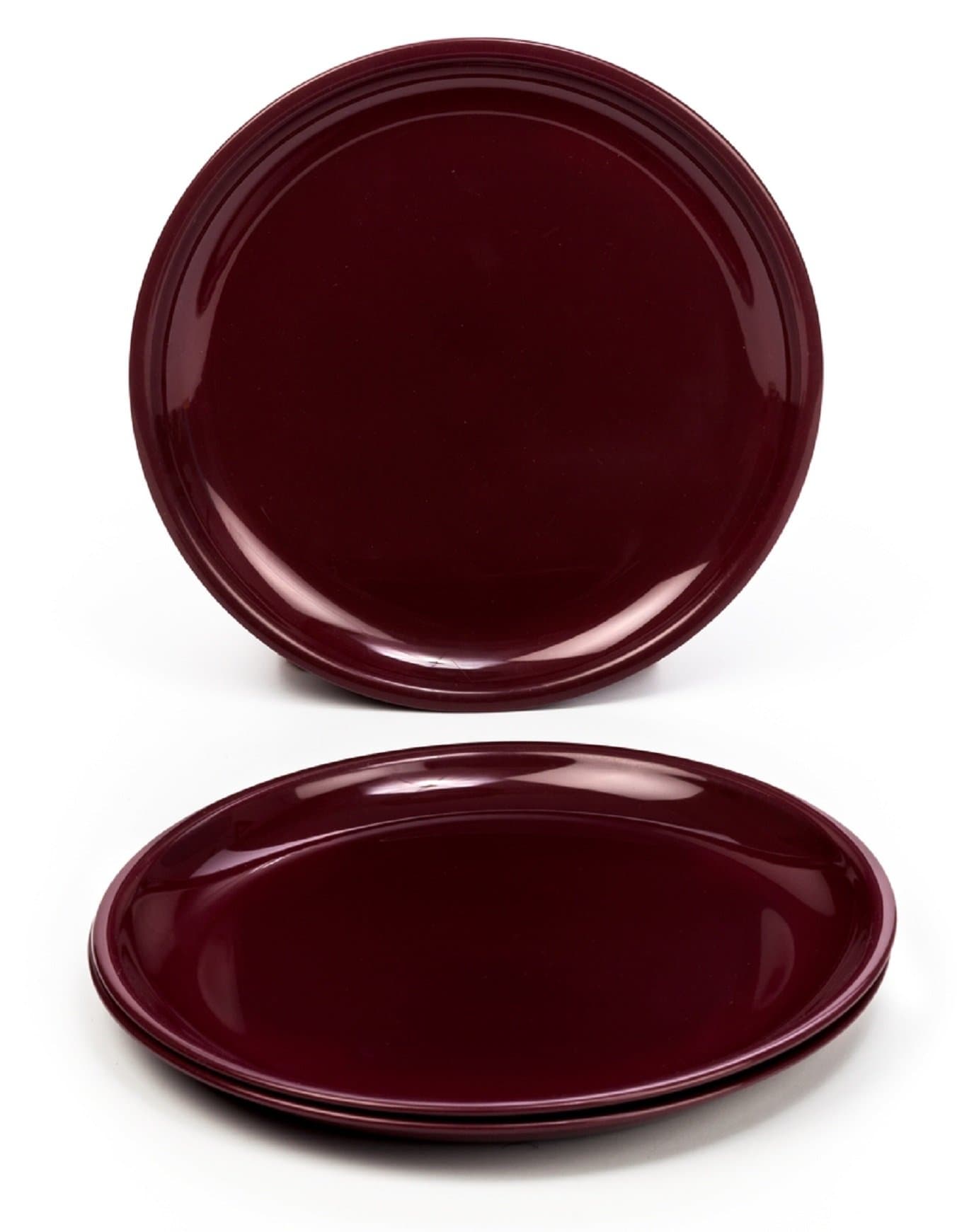 SignoraWare BPA Free Plastic Full Round Plate | Microwave & Dishwasher Safe | Crack Resistant | Ideal for Family Gatherings & Outdoor Activities | Breakfast, Lunch & Dinner Plate (Set of3 | Maroon)