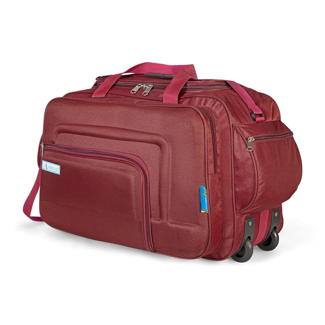 M MEDLER Aquiver Nylon 55 Litres Waterproof Spinner Strolley Duffle Bag- 2 Wheels-Luggage Bag (Red)