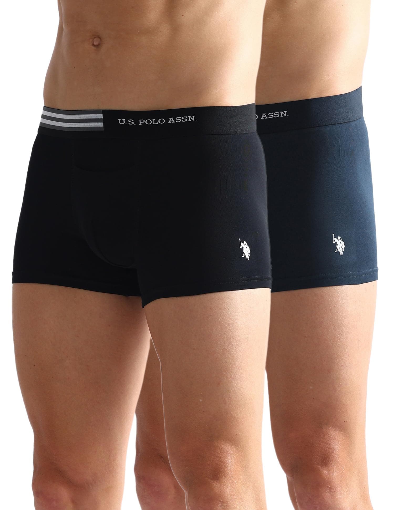 U.S. Polo ASSN. Mens OET06 Flag Elastic Antibacterial Underwear Trunks - Pack of 2