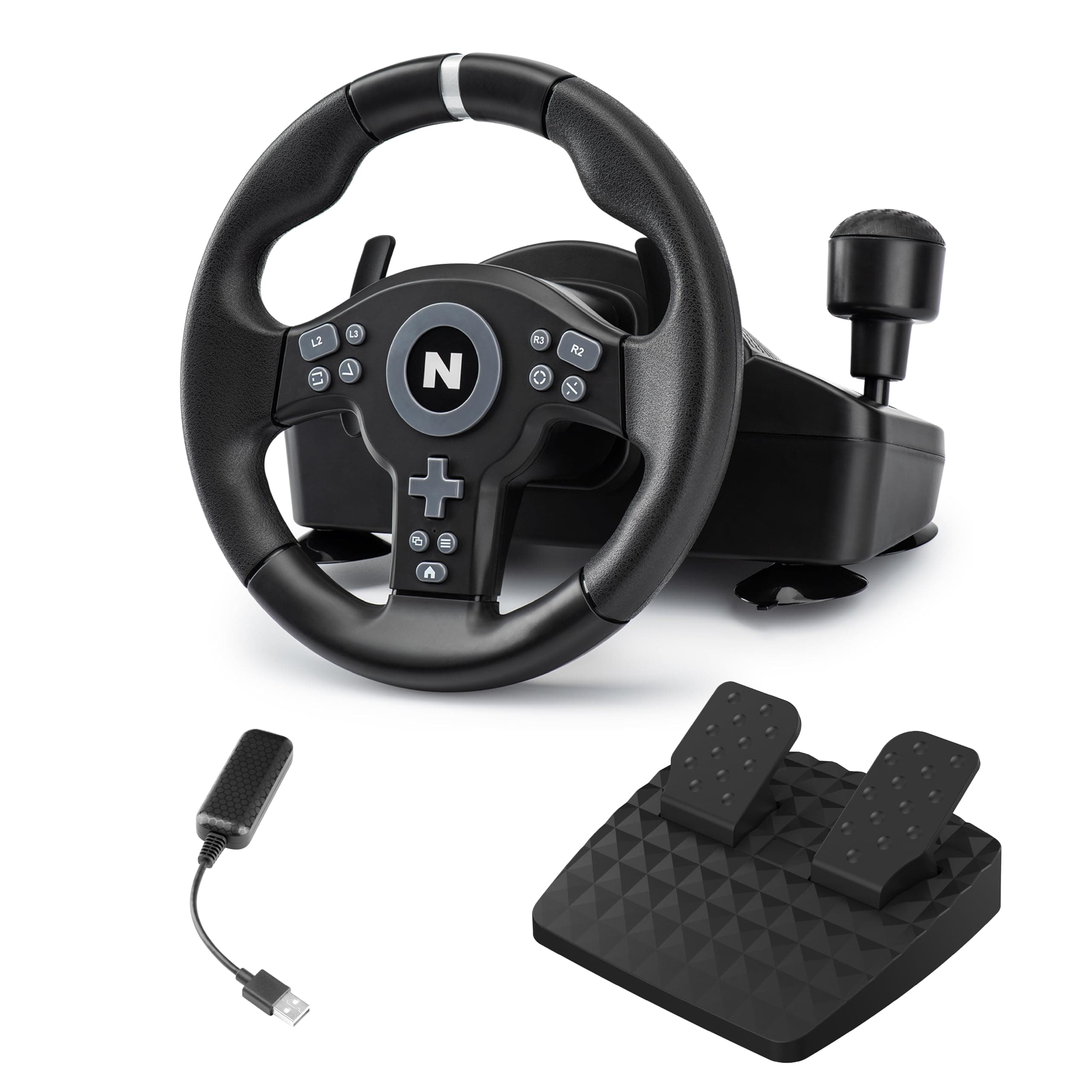 NiTHO Drive Pro V200 P5 Gaming Steering Wheel for PS5, Racing Wheel with Pedals and Integrated Shifter for PS5, PS4, PC, Xbox Series X|S, Xbox One, Switch 2 & Switch, 270° Driving Sim with Vibration