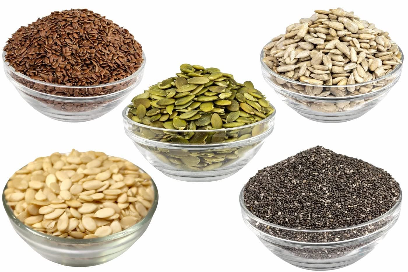 Dry Fruit Hub 5 in 1 Raw Seeds 500gm Mix For Eating, (Pumpkin, Watermelon, Flax, Sunflower, Chia seeds),Each 100g Super Seeds Mix Natural, Unroasted, Fresh Seed Blend & Ready to Eat