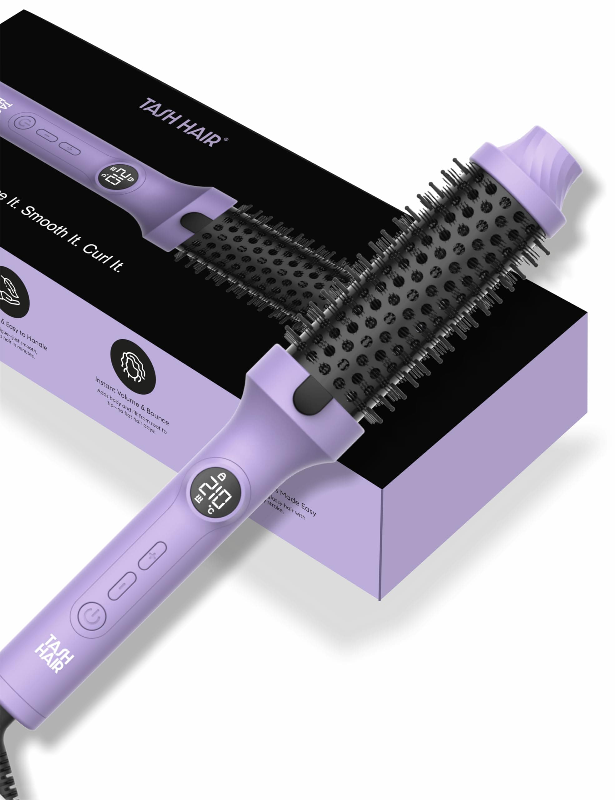 Tash Hair Heated Round Brush- 3 in 1 Benefits- Volumising, Curling & Straightening- All In One Tool | 5 Heat Settings, Tourmaline Ceramic Barrel | Gifts For Woman | Volumizer & Styler- Va-Va-Volume