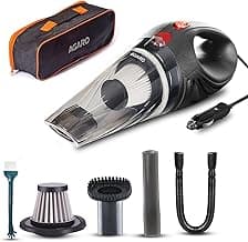 AGARO Car Vacuum Cleaner, Portable, Handheld, 12V DC /106W, 4.5KPA Power Socket, 14.7ft Long Cord,Stainless Steel Filter, Black CV1077