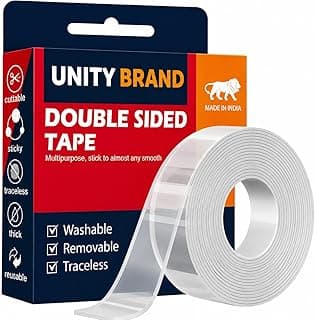 UB Unity Brand Multipurpose Double Sided Tape Heavy Duty - Adhesive Silicone Tape, Heat Resistant, Multi-Functional, Removable, Washable, Reusable Anti-Slip Gel Nano Grip Tape- 3 Meter