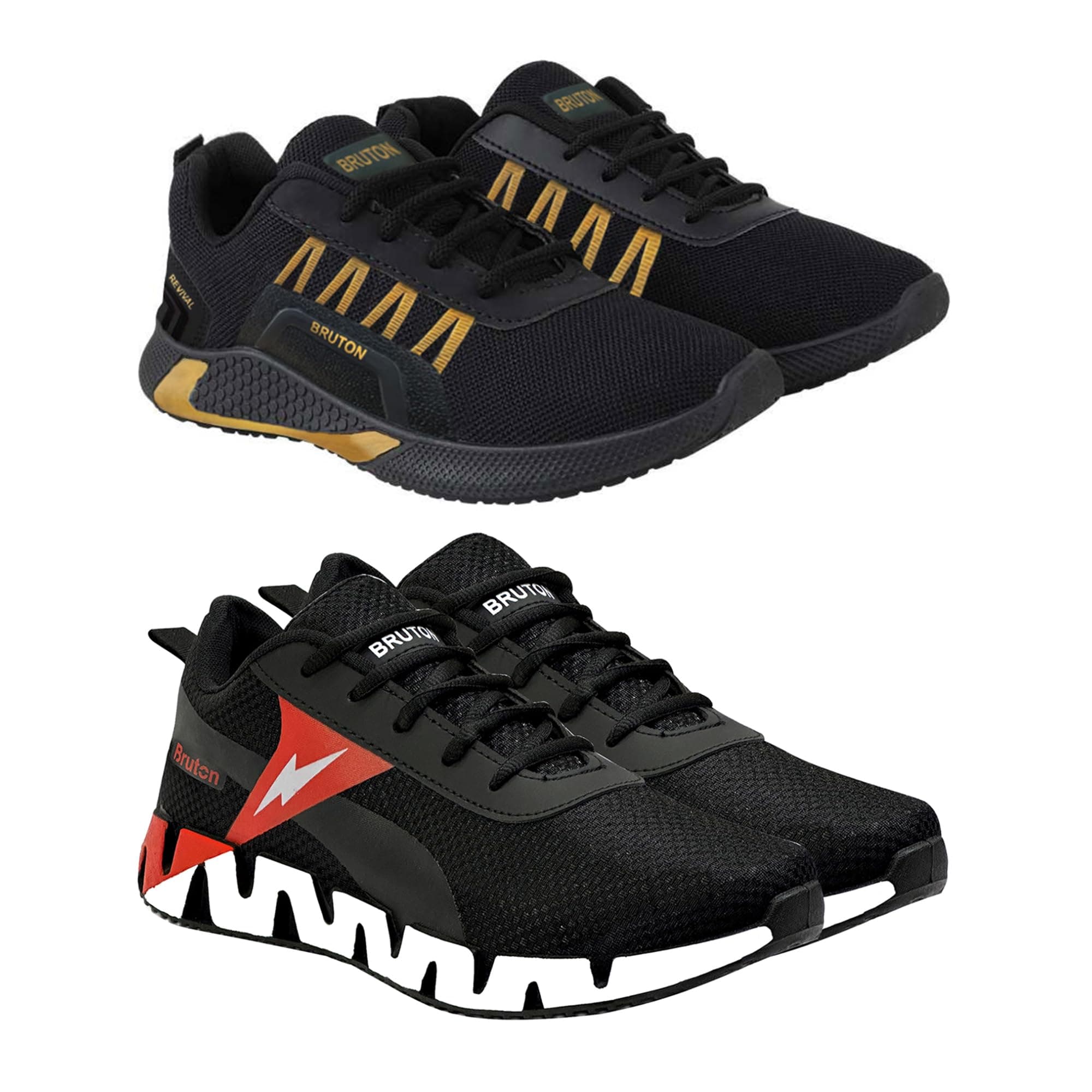 BRUTON Sports Running Shoes Lace-up Causal Walking Shoes for Men's & Boy's - Combo Pack of 2