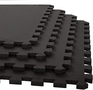 Cult EVA Foam Interlocking Gym Floor Mats Set of 4 | Thick Anti-Skid Workout Tiles | Shock-Absorbing Protective Flooring for Home Gym, Exercise & Equipment | Water-Resistant, Easy to Assemble, Black