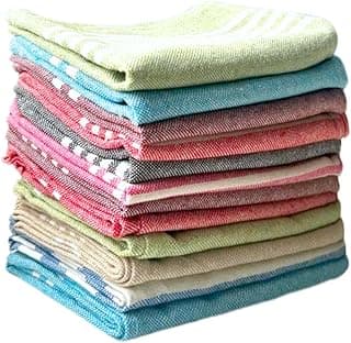12 Pcs Dishcloths | 12x16 Inches | Bulk Cotton Kitchen Cleaning Dish Cloths | Scrubbing Wash Cloth Sets | Multipurpose Cloth | 100% Cotton. (Multicolor, Set of 12)