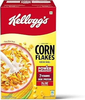 Kellogg's Corn Flakes Original 475g | Power of 5: Energy, Protein, Iron, Calcium, Vitamins B1, B2, B3 & C | Corn Flakes, Breakfast Cereal | Naturally Cholestrol Free