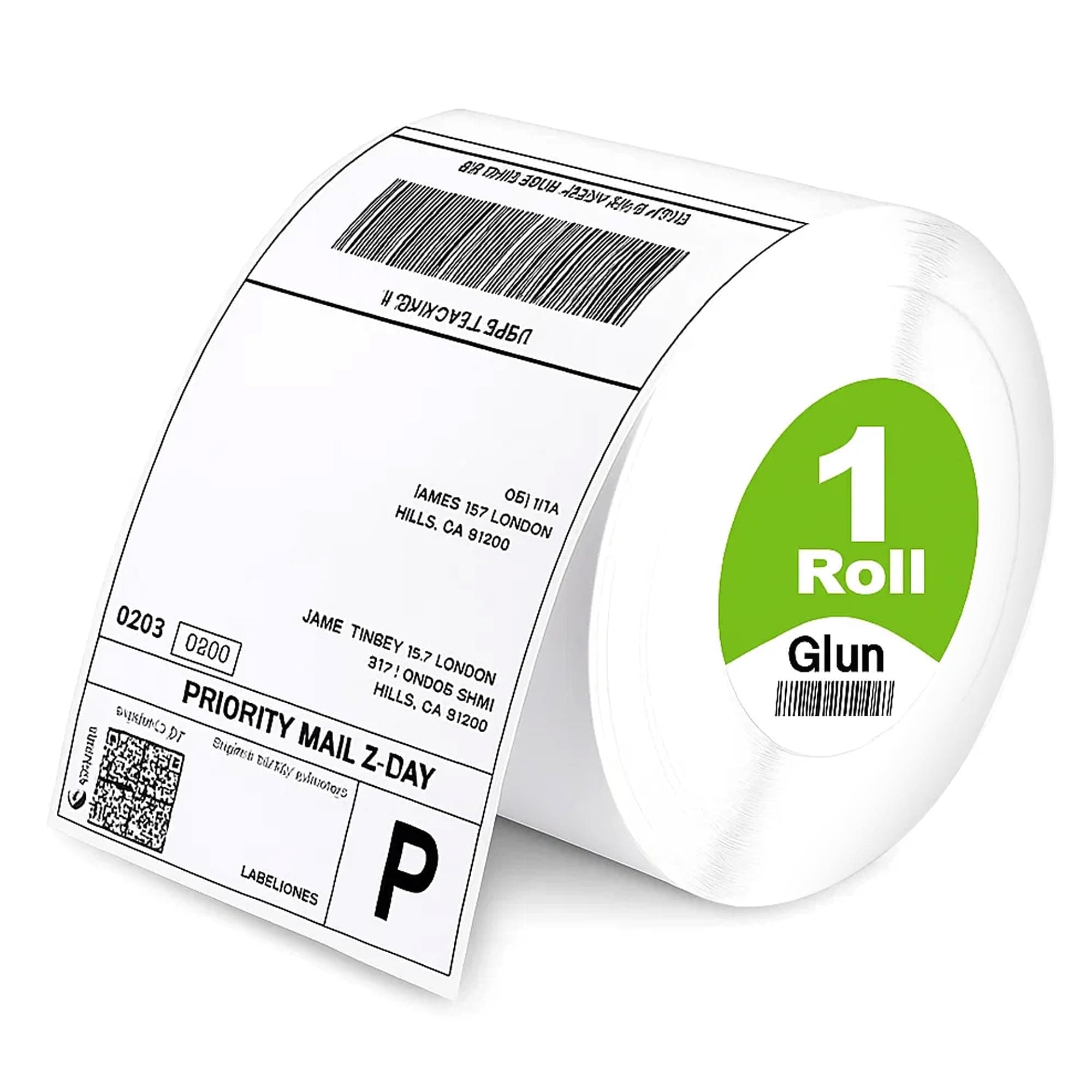 GLUN® Direct Thermal Label Stickers,4x6 Inch (100x150mm), 400 Labels Per Roll Compatible with Thermal Printers, Self-Adhesive Shipping Labels Pack of 1
