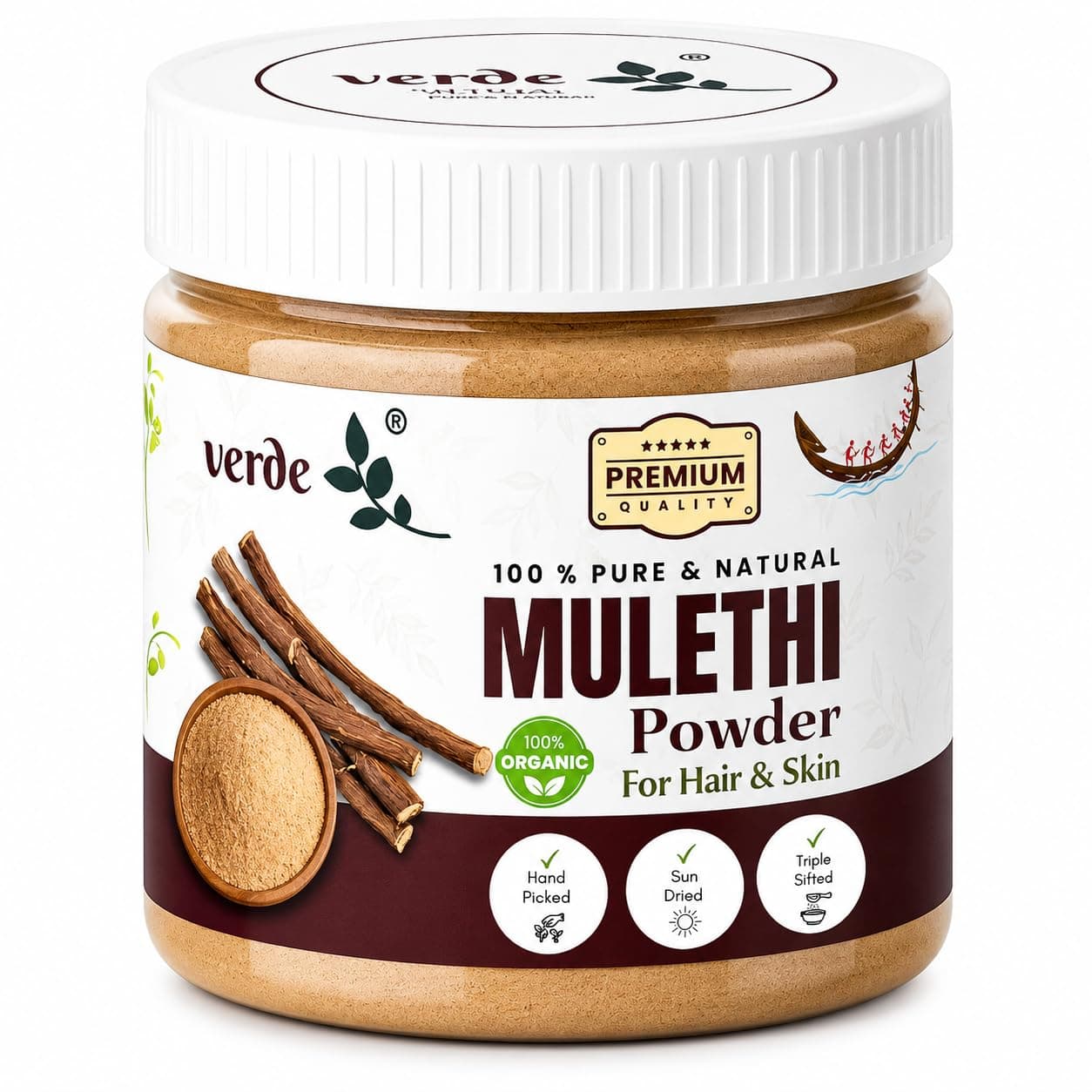 verdc - 100% Pure & Natural Mulethi (Glycyrrhiza glabra, Liquorice, Yashimadhu) Powder for Face/Hair/Skin - Pigmentation-Free Skin Whitening Facepack - (100 GM)
