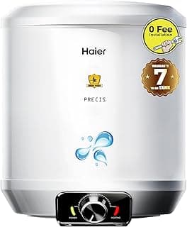 Haier Precis Water Geyser 15 Litre 5 Star Rated Water Heater|Pipe Free Installation Abs Body Temperature Control Shock Proof Glasslined Tank|8 Safety Levels|High Rise Compatible|Bacteria Proof System