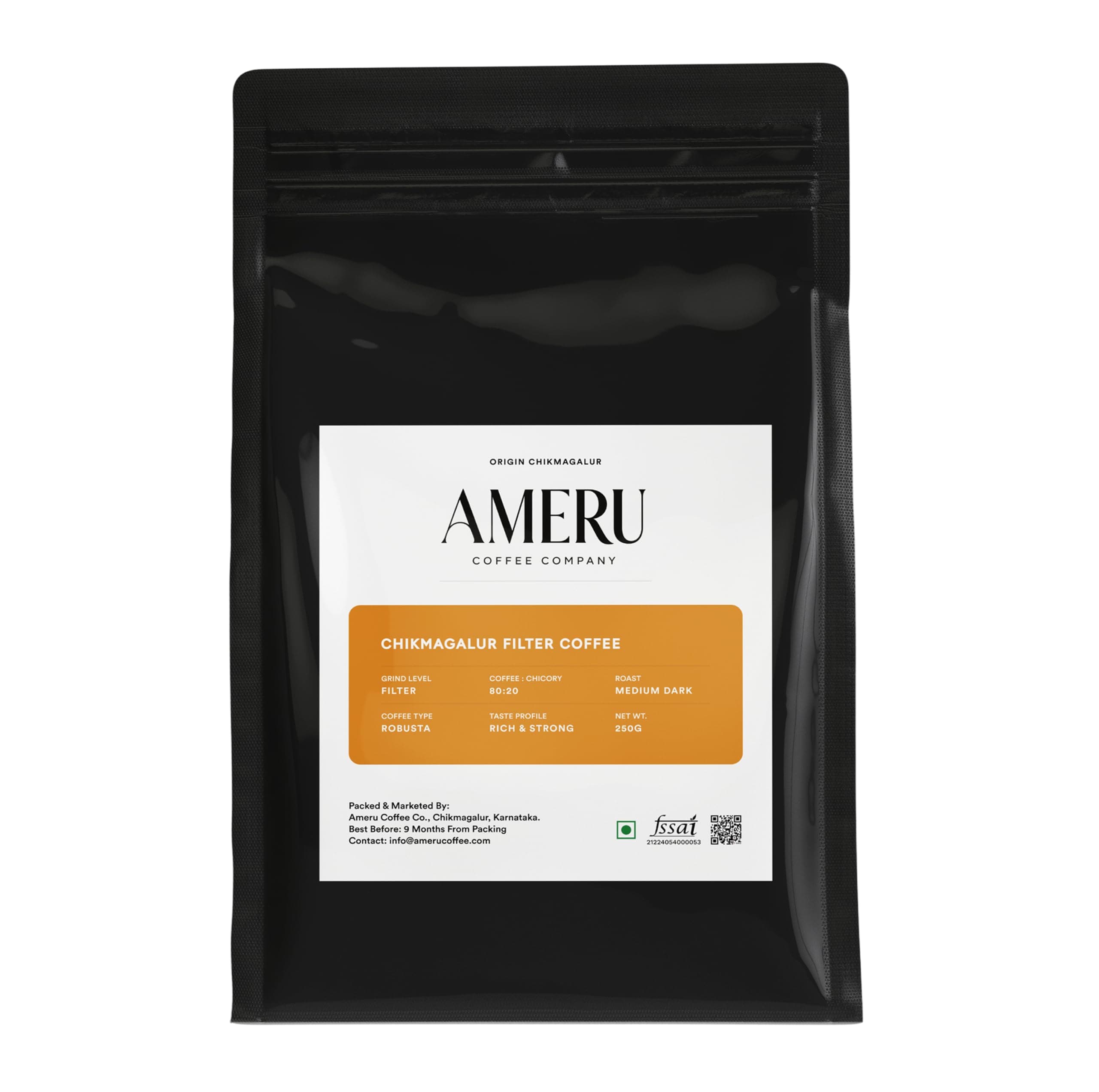 Ameru Coffee Chikmagalur Filter Coffee Powder 500g | 80:20 Robusta Chicory Blend | Strong South Indian Filter Coffee