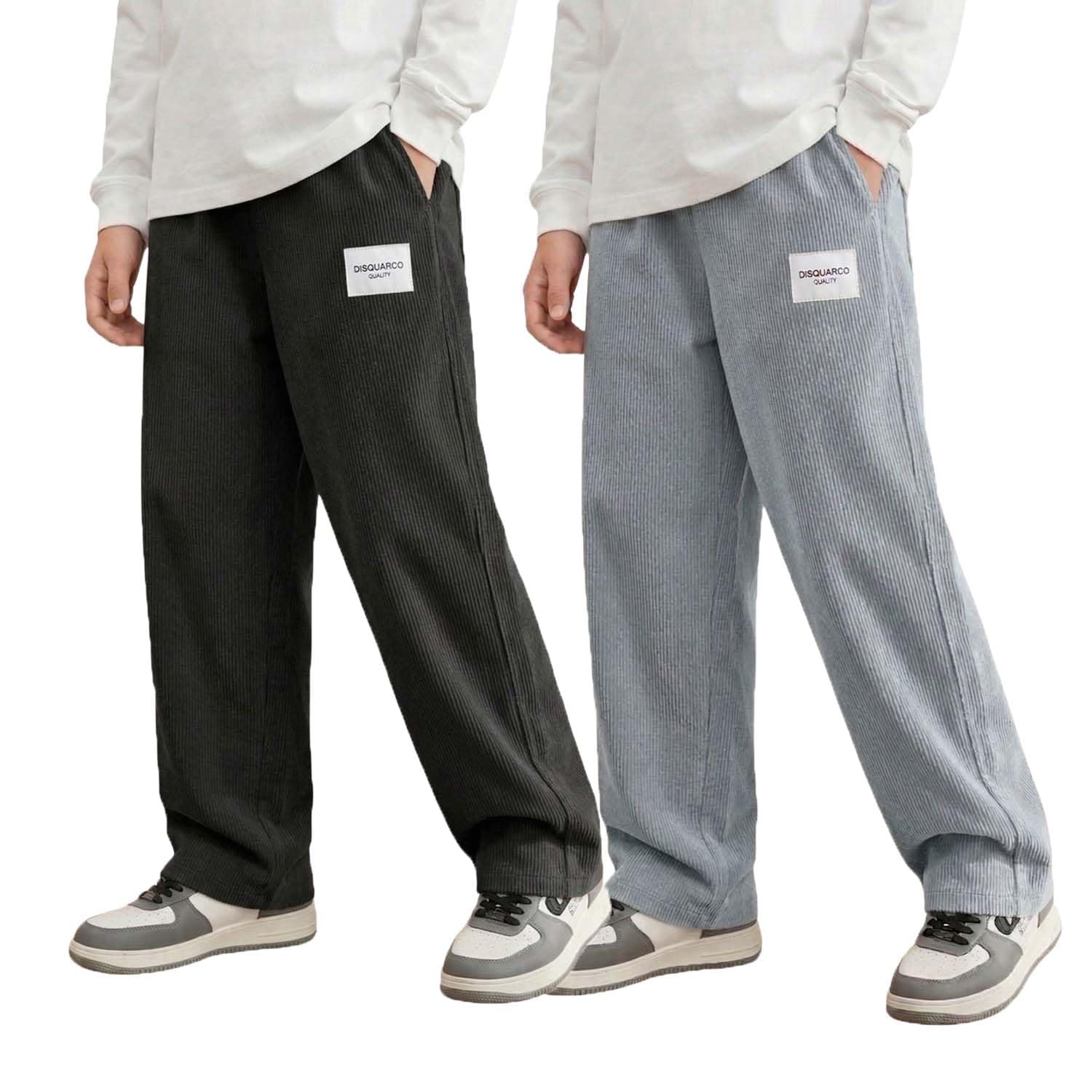 Lymio Junior's Pants for Boys | Relaxed Fit Casual Baggy Corduroy Trousers | Boys Wide Leg Streetwear (SSK-08-10)