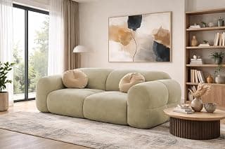 Casaliving Vetras Modern Velvet Bubble Cloud Sofa, Tufted Design Upholstered 2 Seater Sofa Set for Living Room, (Cream Colour) Premium Velvet Fabric Sofa