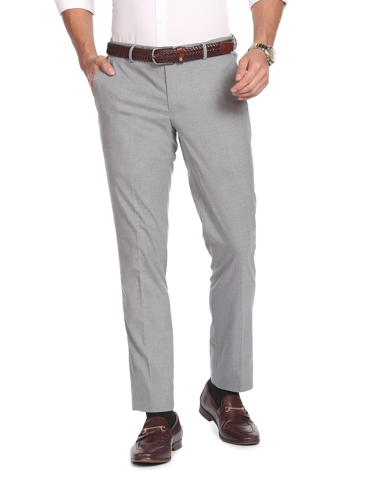 Arvind Smart Waist Heathered Formal Trousers