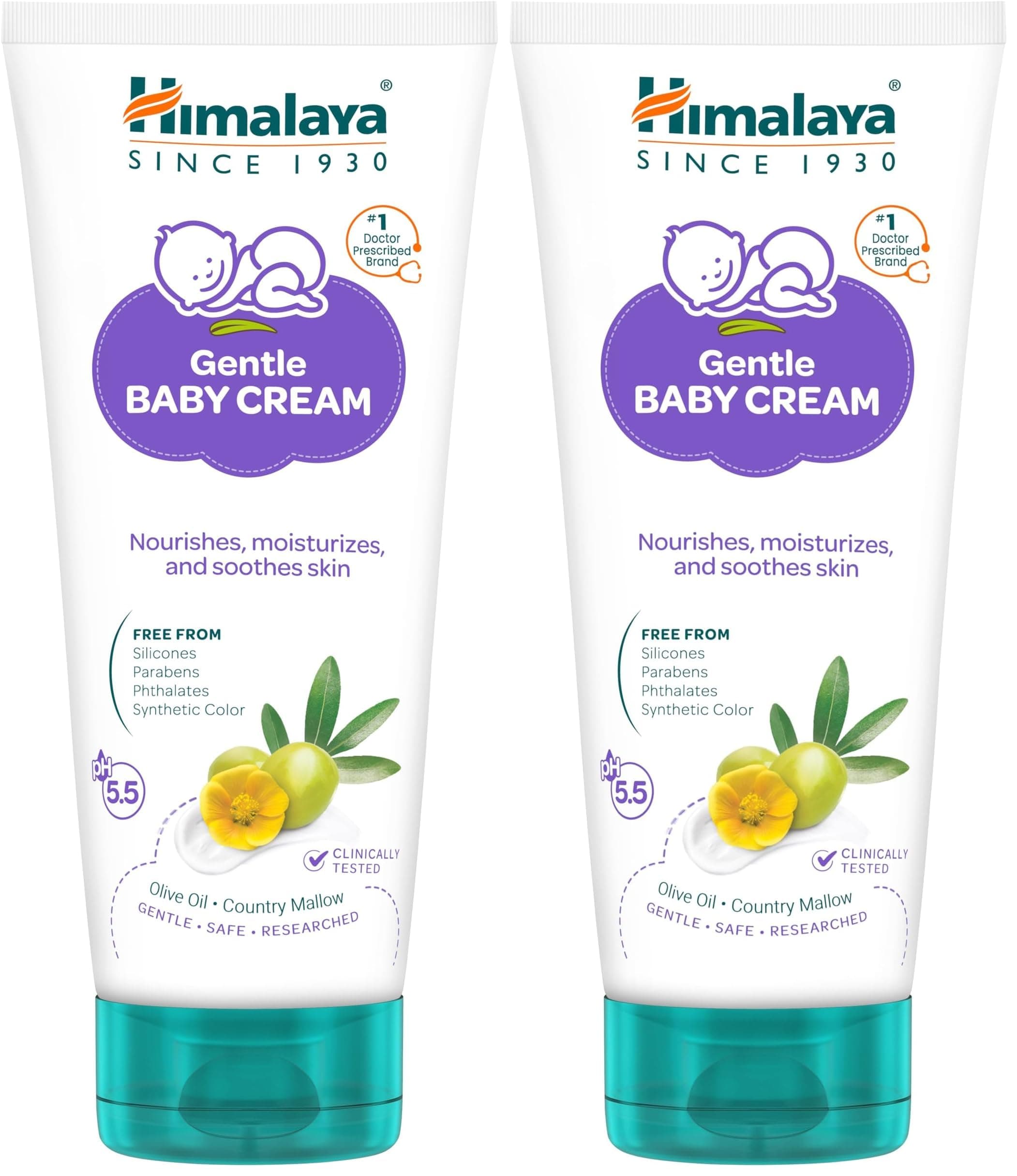 Himalaya Gentle Baby Cream 200ml | No.1 Doctor-Prescribed Brand | Nourishes & Extra Soft Skin | pH 5.5 Formulation | Safe for Newborns (Pack of 2)