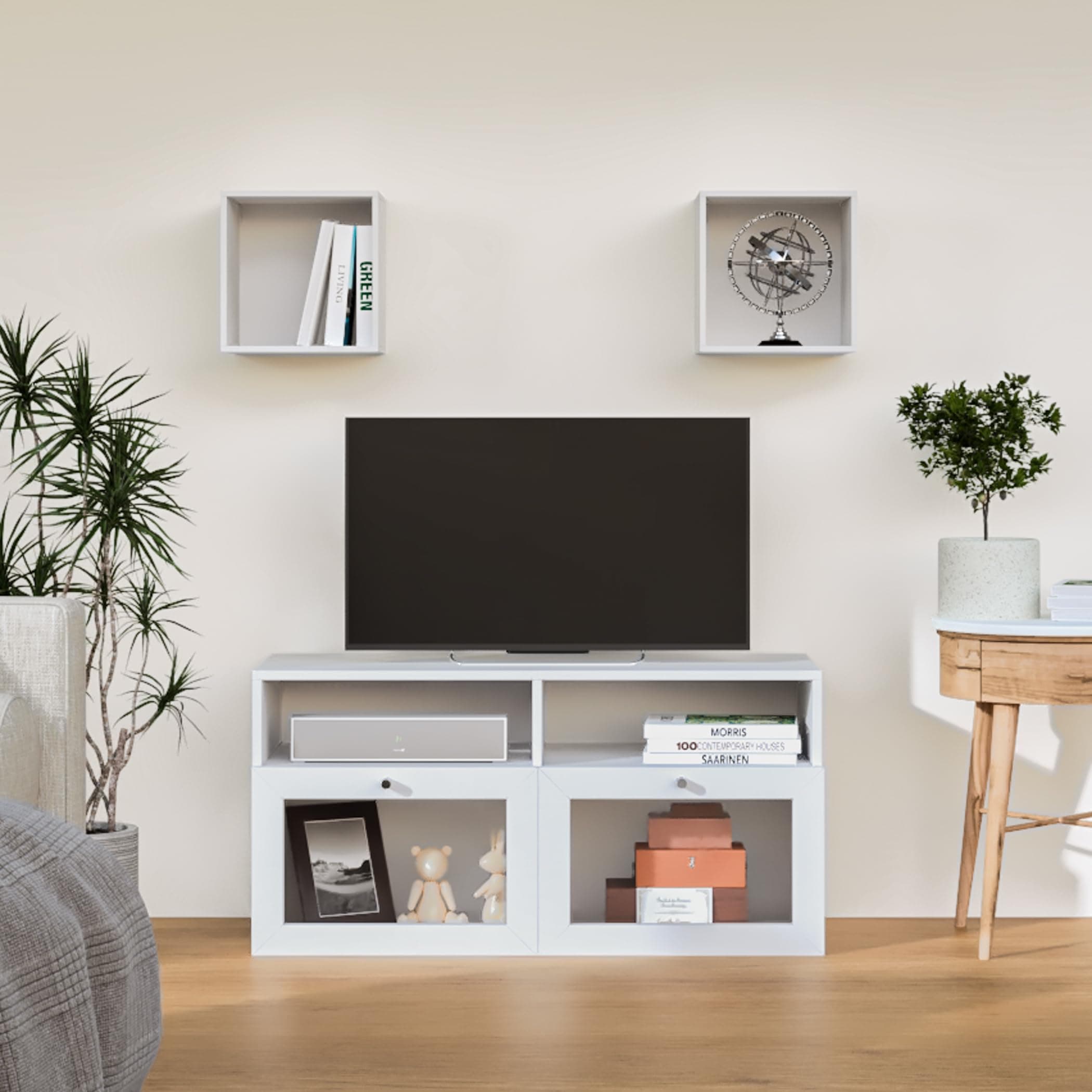 Home Centre | Soho Medium TV Unit | Engineered Wood, Multipurpose Cabinet | White | 1 Year Warranty